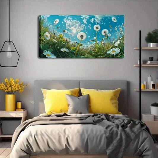 Dandelions Top-Down Shouting Wall Art Canvas Office Home Room Framed 120x60cm