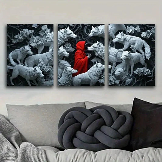 3pcs The Red Lord and the White Wolf Metal Print Ready to Hang Art
