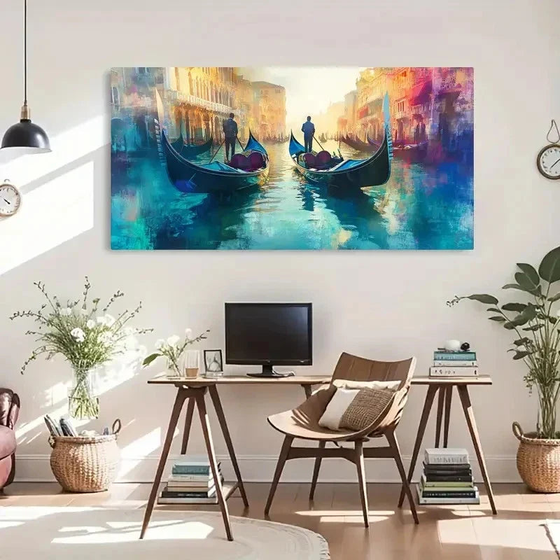 Sunset Reflection Vibrant Wall Art Canvas Office Home Room Framed 120x60cm