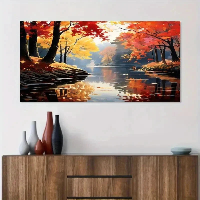 White Plum Blossom Lake wall canvas office home room framed 120x60cm