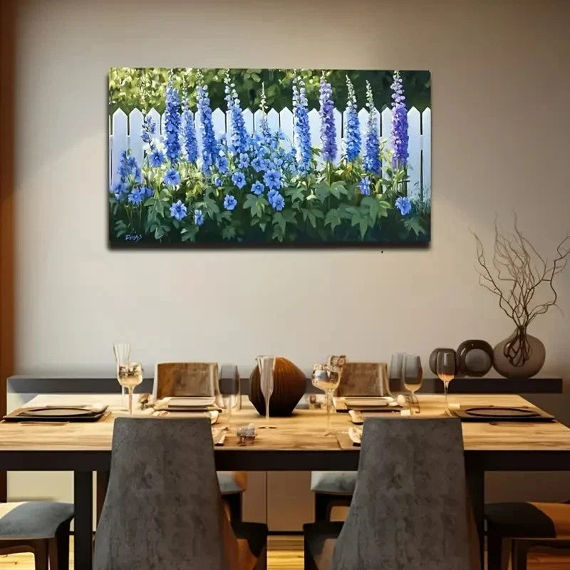 Vibrant Blue Purple Hydrangea Wall Art Canvas Office Home Room Framed 120x60cm