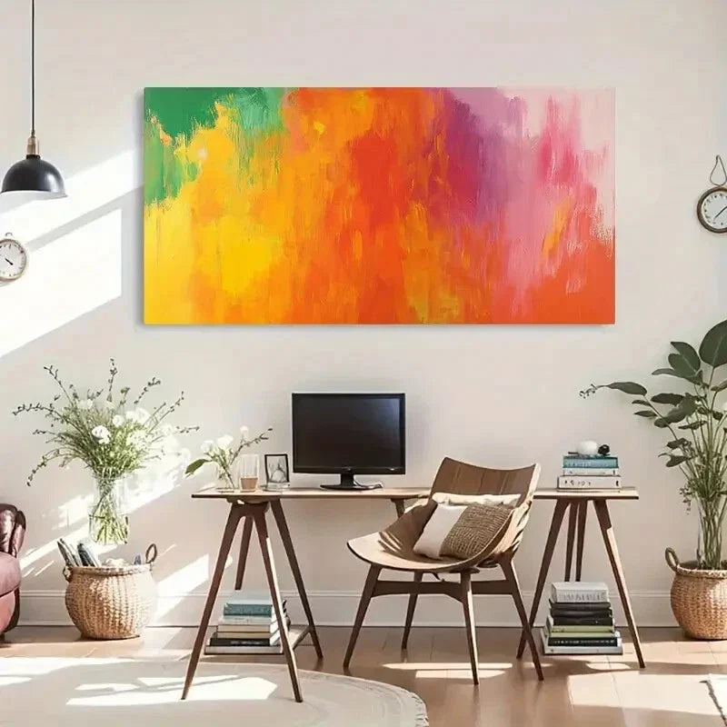 Abstract Brush Strokes Deco Wall Art Canvas Office Home Room Framed 120x60cm