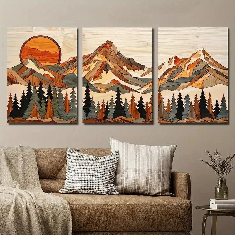 3pcs Rural Nature Trees Scenery Wall Art Set Canvas Framed 40x60cm - High Quality Print 100% Australian Made Wall Canvas Ready to Hang