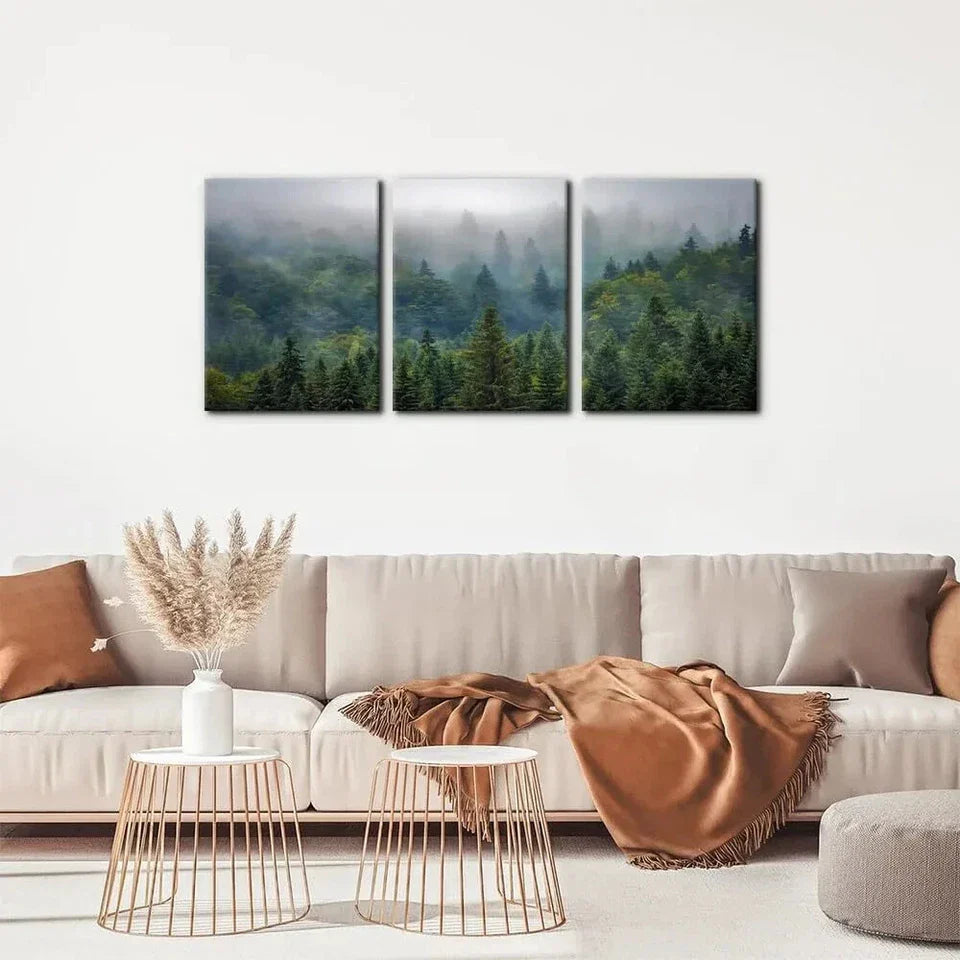 3pcs Aerial View of Green Forest Metal Print Ready to Hang Art