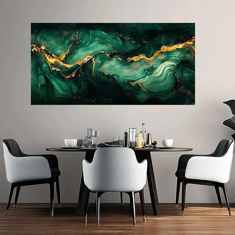 Golden Fluid Abstract Stylish Wall Art Canvas Office Home Room Framed 120x60cm