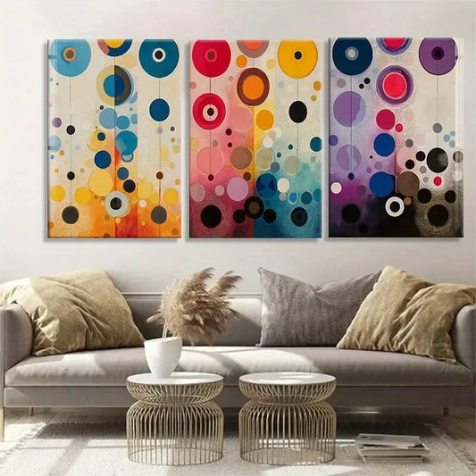 3pcs Modern Geometric Design Vibrant Perfect Wall Art Set Canvas Framed 40x60cm - High Quality Print 100% Australian Made Wall Canvas Ready to Hang
