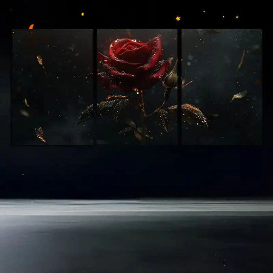 3pcs Rose Elegant Floral Design Metal Print Ready to Hang Art