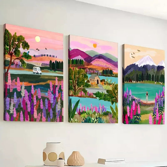 3pcs Artistic Landscape Abstract Canvas Framed 40x60cm - High Quality Print 100% Australian Made Wall Canvas Ready to Hang