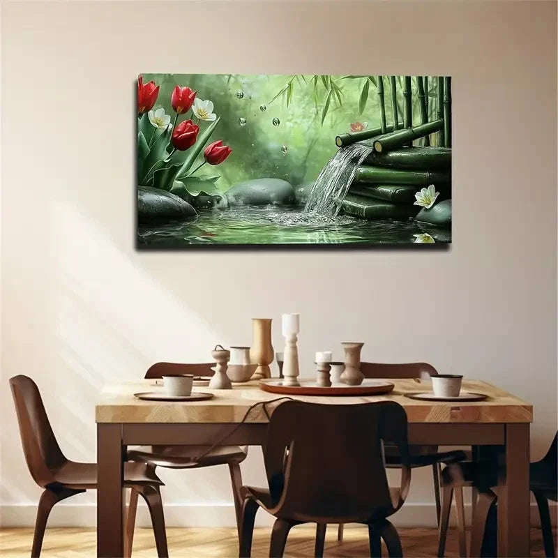 Green Bamboo Built Beautiful Wall Art Canvas Office Home Room Framed 120x60cm