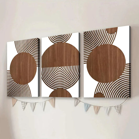 3pcs Abstract Geometric Circular Elegant Art Wall Art Set Canvas Framed 40x60cm - High Quality Print 100% Australian Made Wall Canvas Ready to Hang