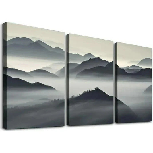 3pcs Ales Krivec Mountain Layers Decor Wall Art Set Canvas Framed 40x60cm - High Quality Print 100% Australian Made Wall Canvas Ready to Hang