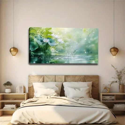 Mainly In Cyan And Green Color Wall Art canvas office home room framed 120x60cm