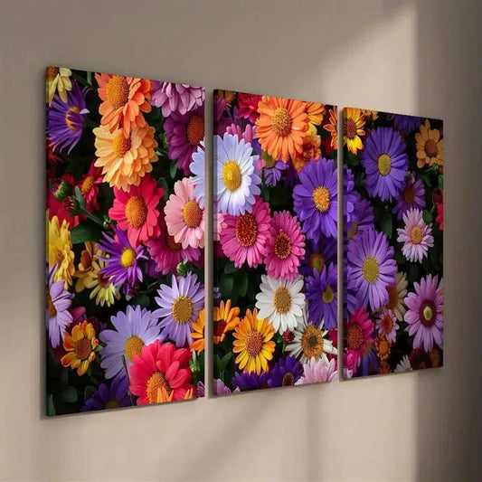 3pcs Colorful Daisy Flower Wall Art Set Canvas Framed 40x60cm - High Quality Print 100% Australian Made Wall Canvas Ready to Hang