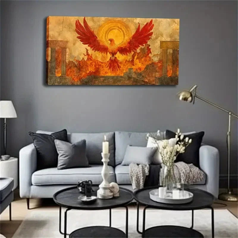 Modern Minimalist Firebird Wall Art Canvas Office Home Room Framed 120x60cm