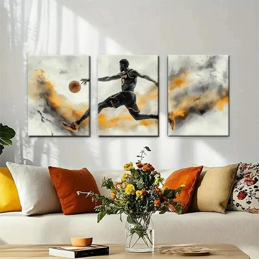 3pcs Basketball Player Action Poster Perfect Wall Art Set Canvas Framed 40x60cm - High Quality Print 100% Australian Made Wall Canvas Ready to Hang