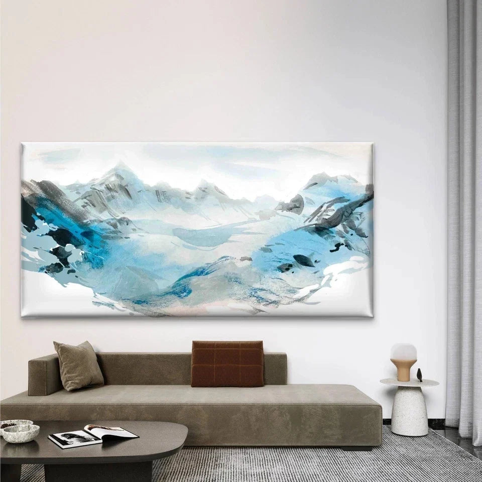 Blue Mountains Landscape Wall Art Canvas Office Home Room Framed 80x45cm