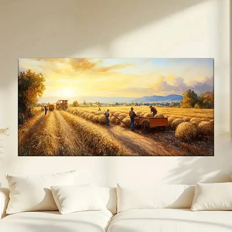 A Farm Scene Tractors Farmers Wall Art Canvas Office Home Room Framed 80x45cm