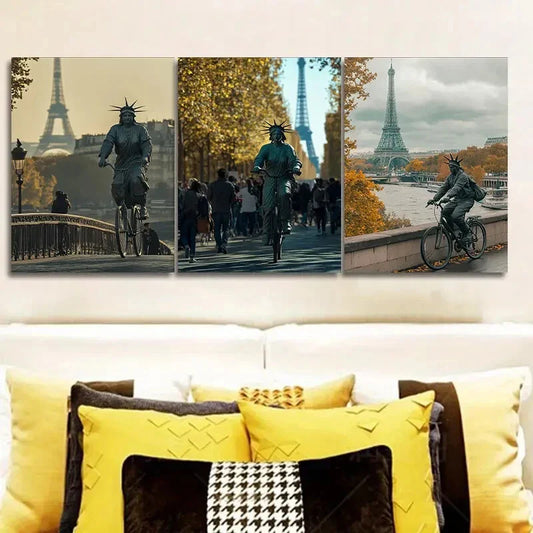 3pcs Grey Man Vibrant Contemporary Metal Print Ready to Hang Art