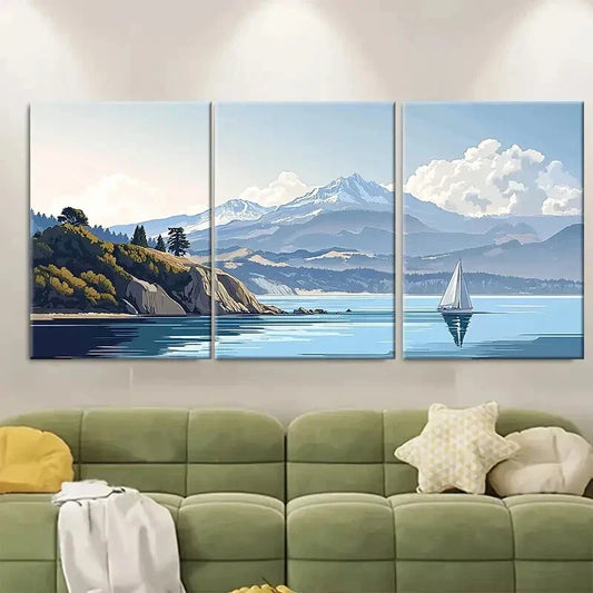 3pcs Mount Tamalpais in California Picturesque Metal Print Ready to Hang Art