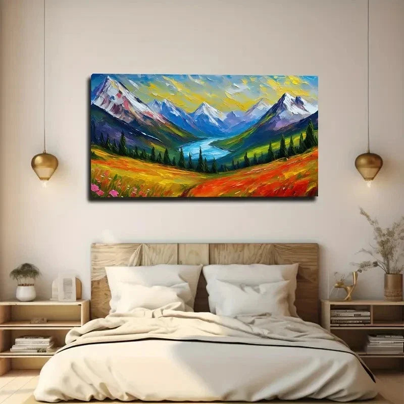 Stunning Mountain Beautiful Wall Art Canvas Office Home Room Framed 80x45cm