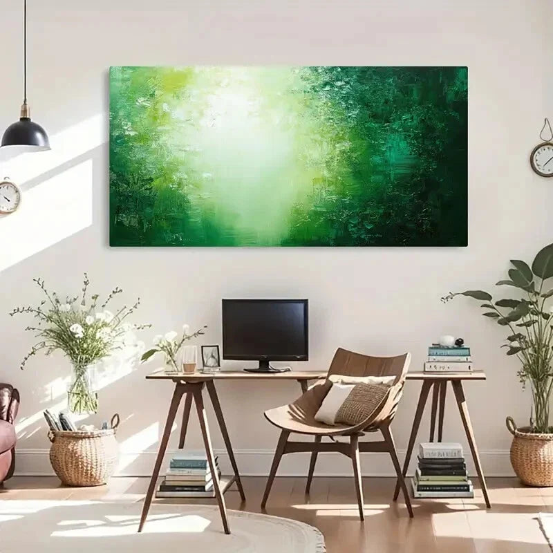Vibrant Green Nature Textured Wall Art Canvas Office Home Room Framed 120x60cm