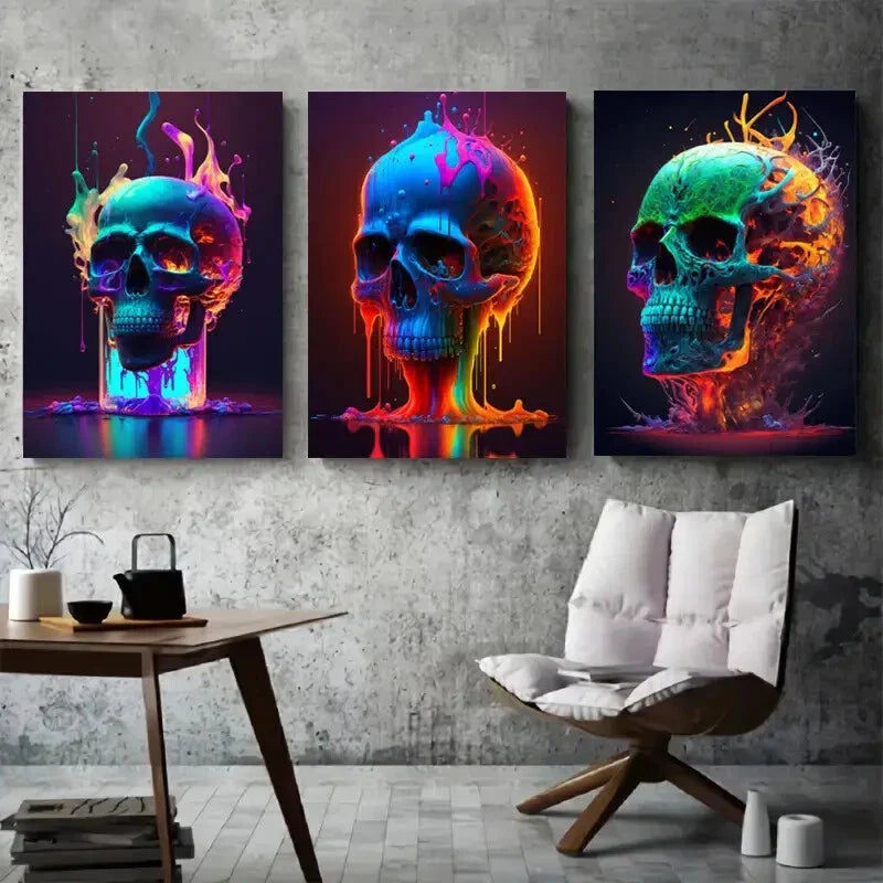 3pcs Artistic and Gorgeous Flame Abstract Neon Wall Art Set Canvas Framed 40x60cm - High Quality Print 100% Australian Made Wall Canvas Ready to Hang