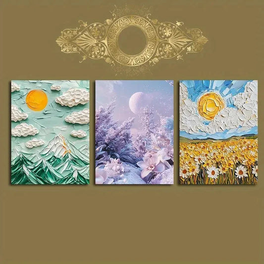 3pcs Vibrant Scenery Colourful Painting Metal Print Ready to Hang Art
