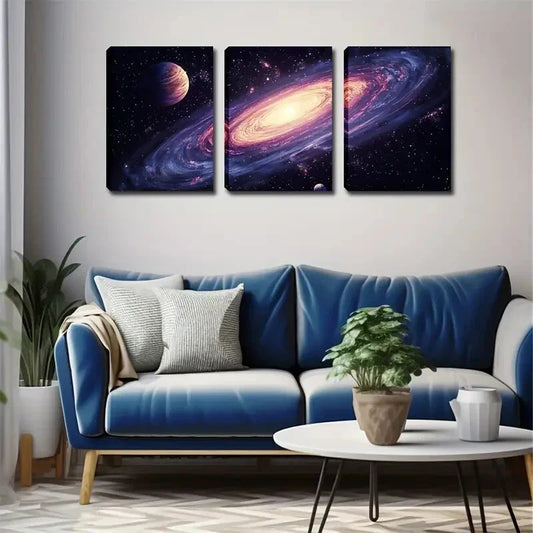 3pcs Romantic Purple charm Nebula Modern Wall Art Set Canvas Framed 40x60cm - High Quality Print 100% Australian Made Wall Canvas Ready to Hang