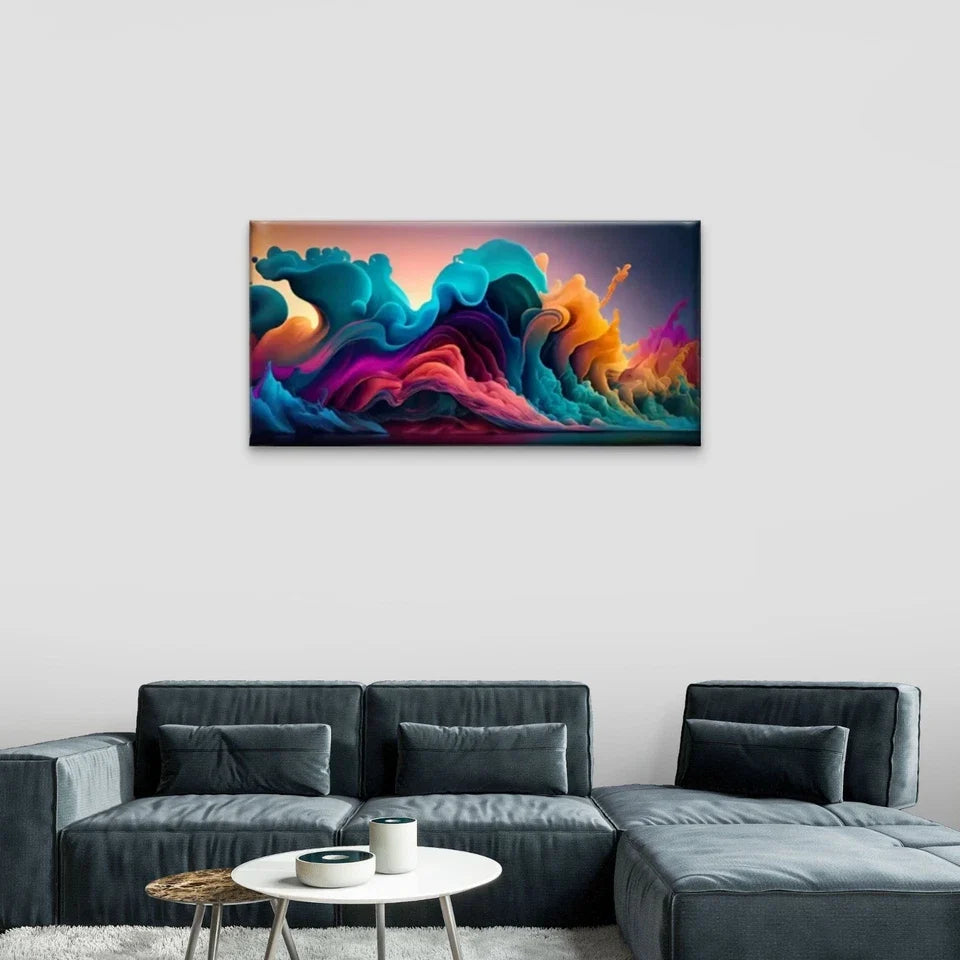 Color Explosive Cloud Abstract Wall Art Canvas Office Home Room Framed 80x45cm