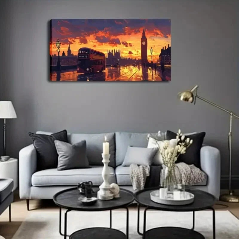 Minimalist Solid Pattern London Wall Art Canvas Office Home Room Framed 120x60cm