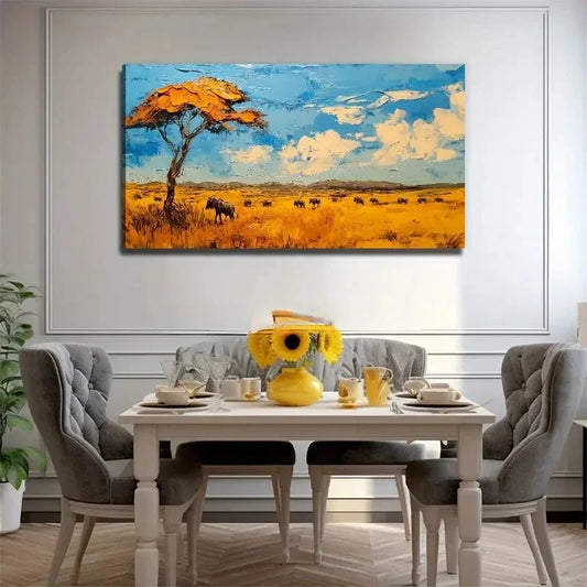 Serenity The Plains Landscape Wall Art Canvas Office Home Room Framed 120x60cm