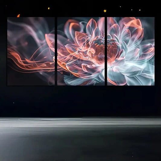 3pcs Modern Abstract Glass Flower Metal Print Ready to Hang Art