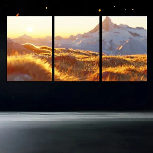 3pcs Xuefeng Sunrise Mountain Nature Metal Print Ready to Hang Art