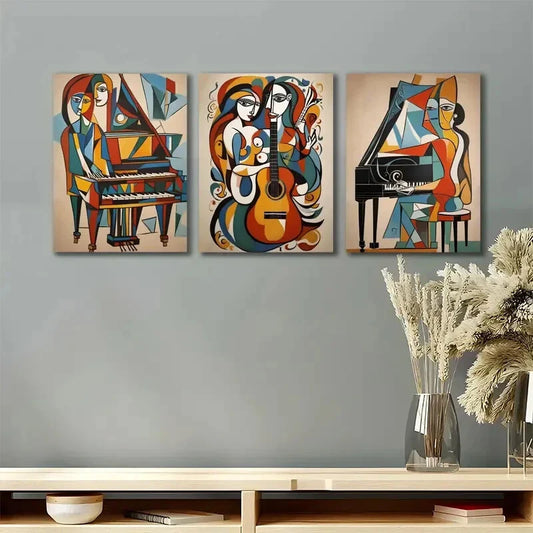 3pcs Pablo Picasso Musicians Vintage Metal Print Ready to Hang Art