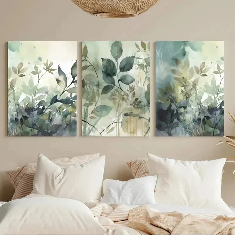 3pcs Botanical Painting Minimalist Modern Neutral Metal Print Ready to Hang Art