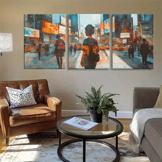 3pcs Dynamic Digital Influence Modern Perfect Wall Art Set Canvas Framed 40x60cm - High Quality Print 100% Australian Made Wall Canvas Ready to Hang