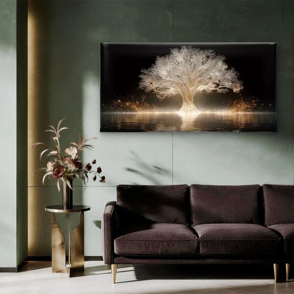 The Tree of Light Wall Art Canvas Office Home Room Framed 80x45cm