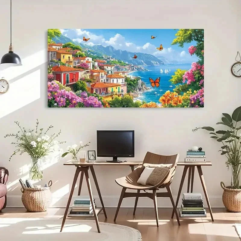 City Scenery Seascape Butterfly Wall Art Canvas Office Home Room Framed 120x60cm