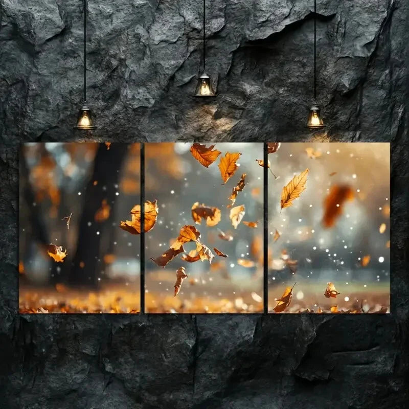 3pcs "Whisper of Leaves in the Breeze" Autumn Wall Art Set Canvas Framed 40x60cm - High Quality Print 100% Australian Made Wall Canvas Ready to Hang