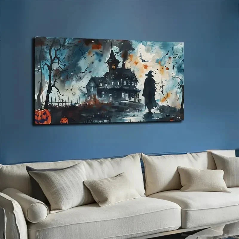 Halloween Pumpkin Decoration Wall Art Canvas Office Home Room Framed 80x45cm