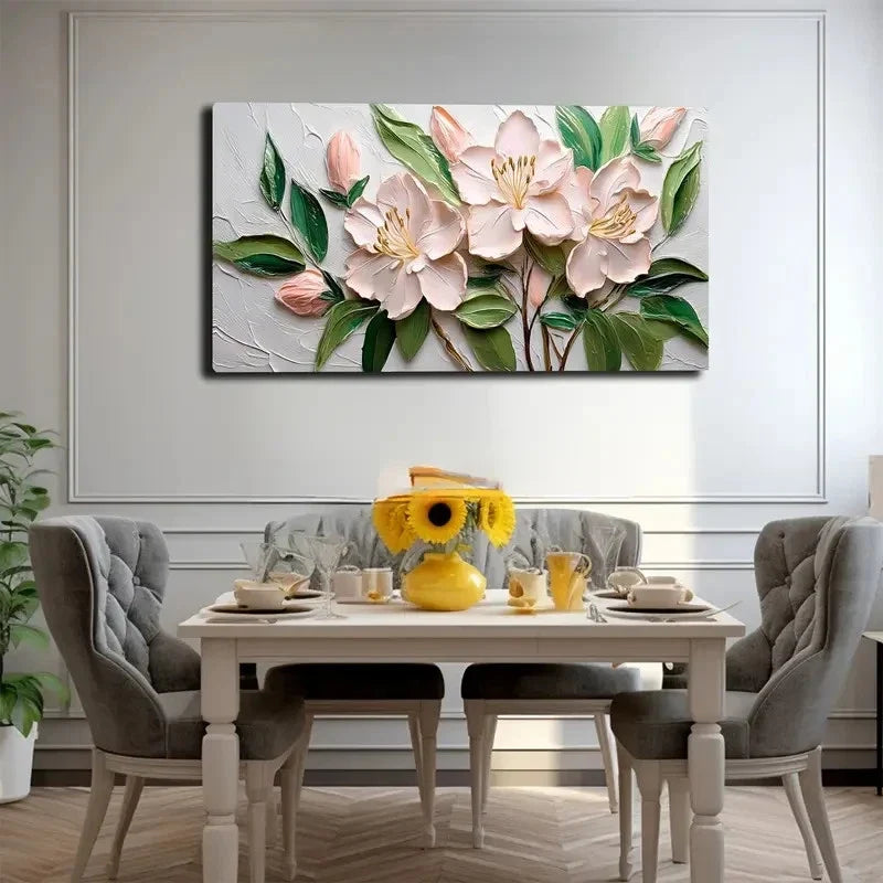 Three Pink Flowers Suitable Wall Art canvas office home room framed 120x60cm