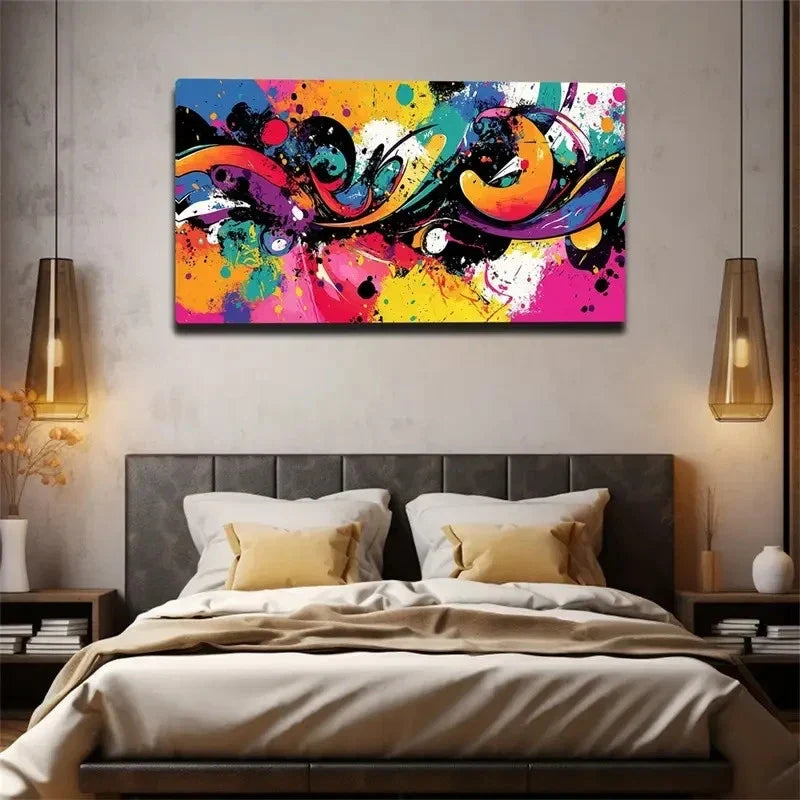 Modern Minimalist Abstract Colo Wall Art Canvas Office Home Room Framed 80x45cm