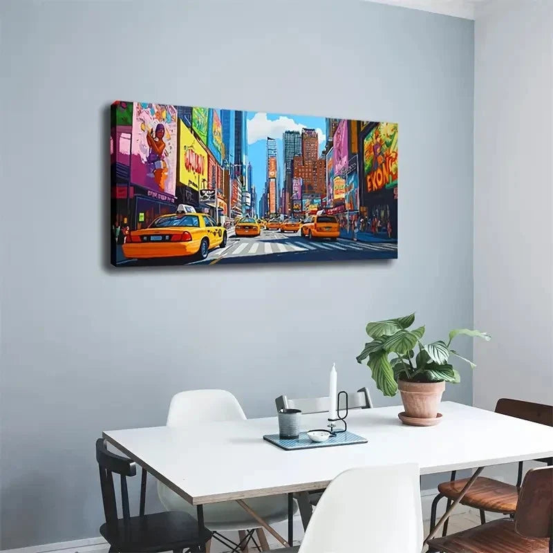 Bustling City Landscape Wall Art Canvas Office Home Room Framed 120x60cm