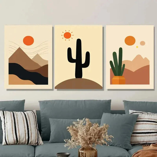 3pcs Modern Abstract Desert Landscape Metal Print Ready to Hang Art