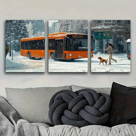 3pcs The Girl and The Dog Running Theme Metal Print Ready to Hang Art