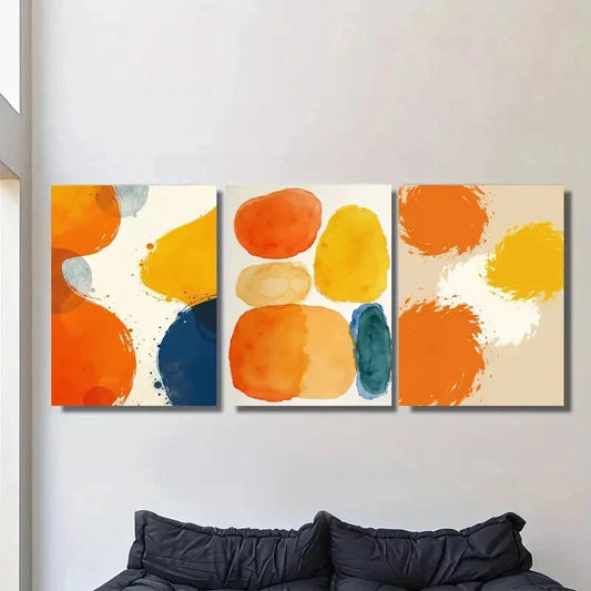 3pcs Vibrant Abstract Watercolor Metal Print Ready to Hang Art
