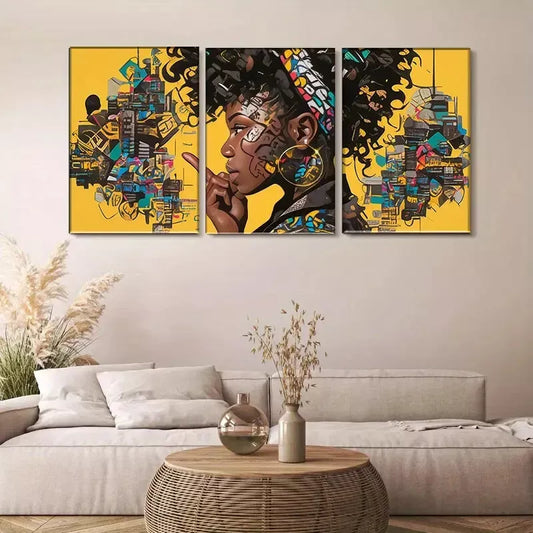 3pcs Urban - inspired Portrait Triptych Wall Art Set Canvas Framed 40x60cm - High Quality Print 100% Australian Made Wall Canvas Ready to Hang