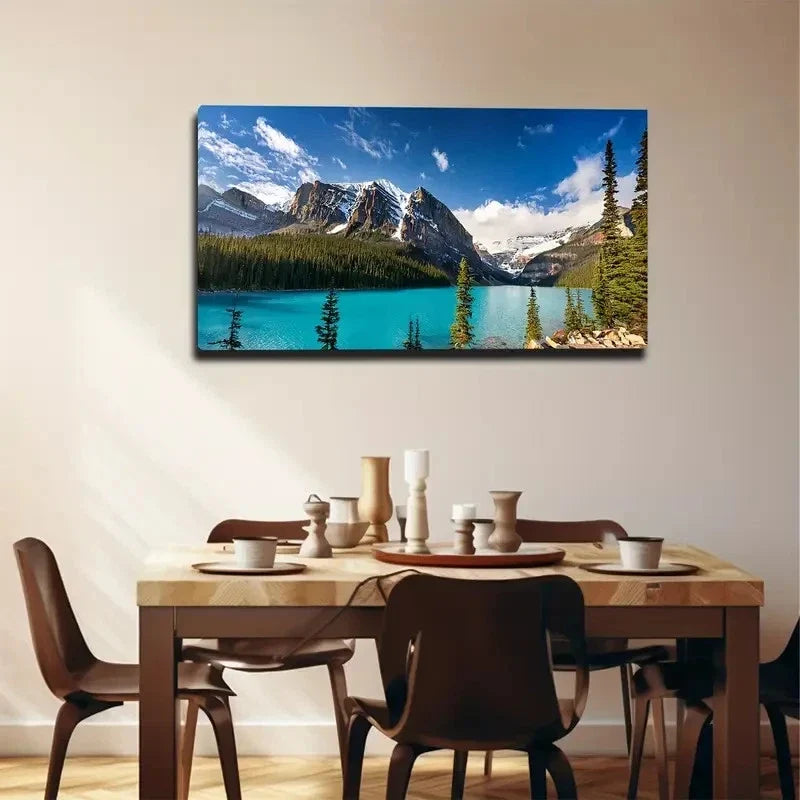 Mountains Beautiful Lakes Wall Art Canvas Office Home Room Framed 80x45cm