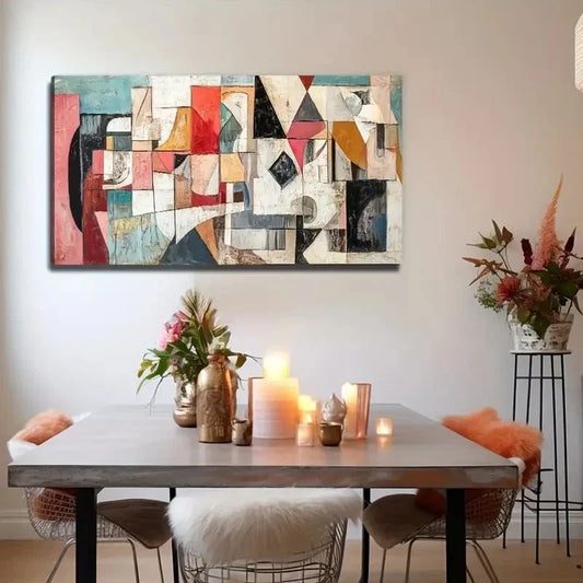 Abstract Color Block Geometric Wall Art Canvas Office Home Room Framed 120x60cm