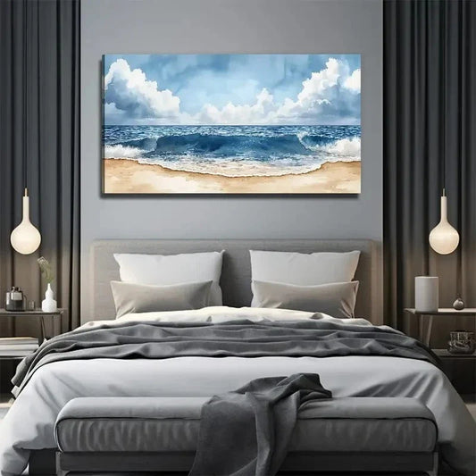 Beach Sunset Modern Wall Art Canvas Office Home Room Framed 80x45cm